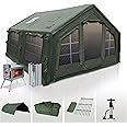 Coody | Rbm Outdoors Koala/Hub/Octopus Inflatable Tents for Camping with Stove Jack, 2/8/10 Person Luxury Canvas Blow Up Tent, 2 Room, Easy Setup Casa de Campaña, Large Inflatable House with Pump