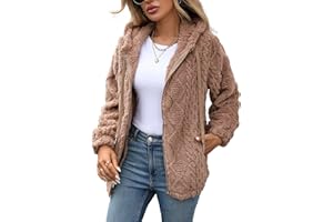 Vipwest Womens Fleece Jacket Fall Winter Full Zip Sherpa Coat with Hood S-5XL