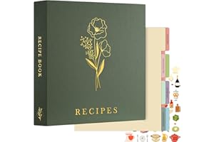 Lanpn Recipe Binder 8.5x11 3 Ring Kit, Waterproof Organizer Binder with 60 Plastic Sleeves,116 Recipes, Dividers,Labels & Sti