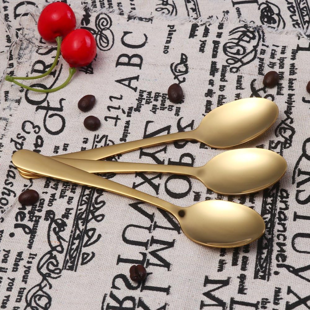 Buyer Star 12pcs Teaspoons Coffee Spoons Gold 14cm Stainless Steel 304 Mini Spoon for Sugar Dessert Cake Espresso Demitasse Ice Cream - Image 3