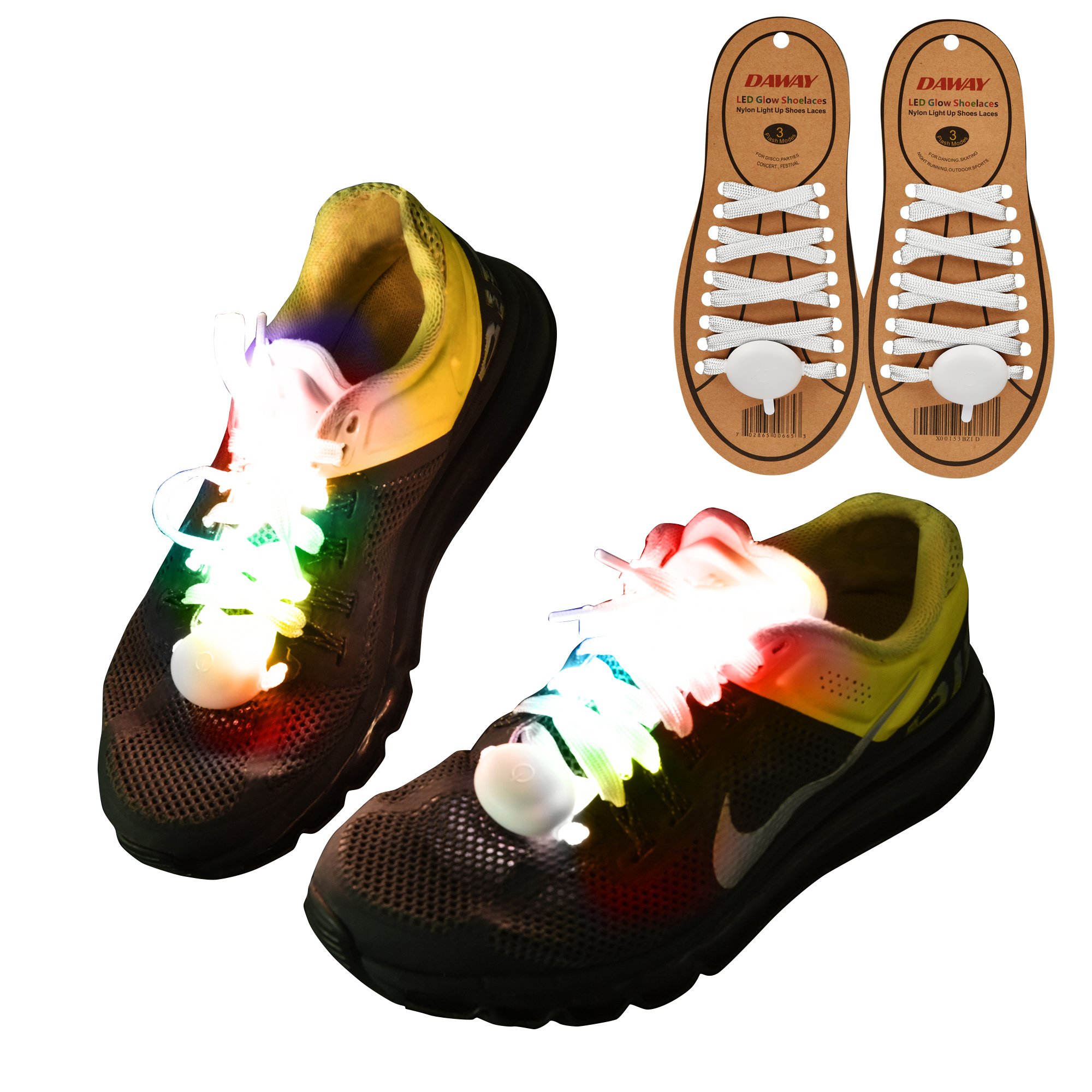 LED Light Up Shoelaces Nylon Glow Shoes Laces with 3 Flashing Modes