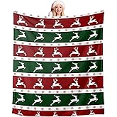 Christmas Throw Blanket for Women Men Christmas Stocking Stuffers for Adults Teens Kids Blanket for Her Him White Elephant Gifts Fuzzy Cozy Santa Throw Blankets for Couch Bed 50"X 60"