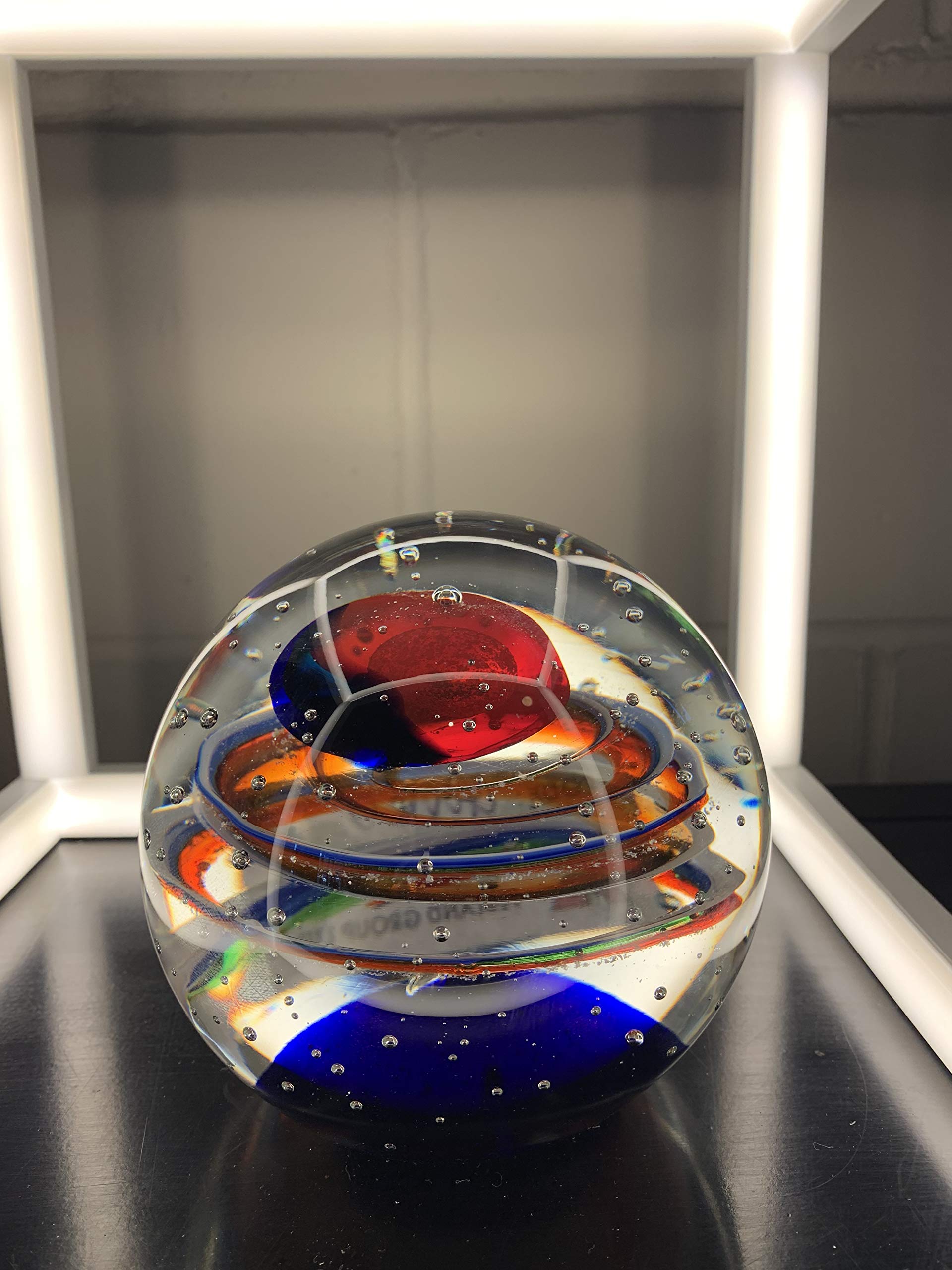 Febland Glass Cosmos Paperweight Ornament, Red/Blue, Small