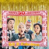 YAAVAAW 50th Birthday Inflatable Selfie Frame Rose Gold Giant Photo Booth Frame view 7