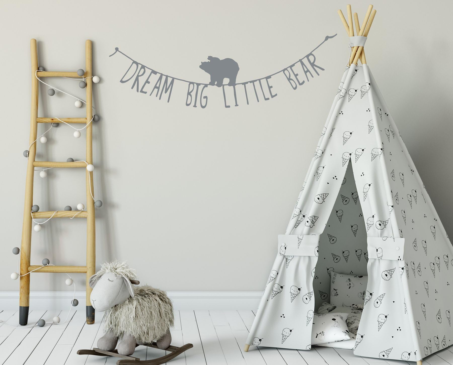 Dream Big Little Bear Wall stickers, Grey, boho vinyl wall decal, wall decor, accessories, nursery wall stickers, baby boy, room decoration,