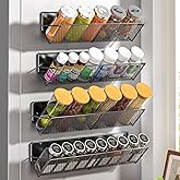 Magnetic Spice Rack for Refrigerator, 4 Pack 100% Metal Strong Magnet Fridge Shelves, 14-16.5 inch, Space Saving Spice Organizer Tilt, No Drilling Moveable Home Kitchen Laundry Storage Organization