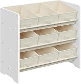 SONGMICS Toy Organiser 9-Box Shelf Cloud White GKR033W10 3-Tier