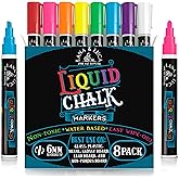 LANA & LUCA Liquid Chalk Markers for Blackboards - Bold Color Dry Erase Marker Pens - Chalkboards Signs, Windows, Blackboard, Glass - 6mm Reversible Tip (8 Pack)