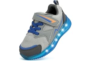 YESKIS Toddler Boys Girls Light Up Shoes LED Flashing Lightweight Mesh Breathable Adorable Running Sneakers for Toddler and Little Kid