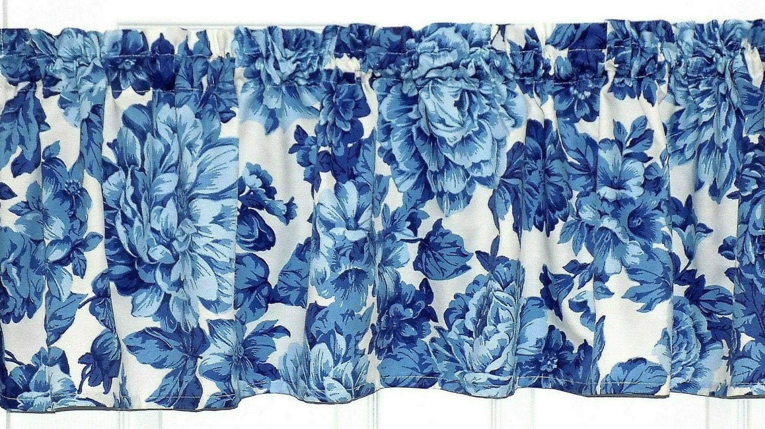 Pioneer Woman Heritage Blue Floral Design Window Treatment Curtain Topper Valance matches tablerunner tablecloth
