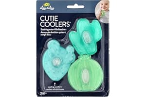 Itzy Ritzy Water-Filled Teethers - Cold Cutie Coolers Textured On Both Sides to Massage Sore Gums & Emerging Teeth - Can Be Chilled in Refrigerator, Set of 3 Green Cactus Water Teethers
