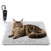 GOLOPET Pet Heating Pad for Cats with Normally Open Function,Heated Cat Bed | 18x18 in,Waterproof Adjustable Temperature Cat Heating Pad with Timer,Flame-Retardant Casing and Wire Protection Tube