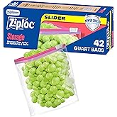 Ziploc Quart Food Storage Slider Bags, 42 Count | Quart Size Food Storage Bags, Reusable, Slider Closure, BPA-Free, 42 Count