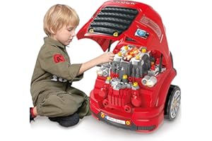 iPlay, iLearn Large Truck Engine Toy, Kids Mechanic Repair Set for 3-5 Yr Toddlers, Big Builder Kit, Take Apart Motor Vehicle Pretent Play Car Service Station, Gifts 4 6 7 8 Year Old Boy Child