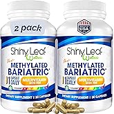 Shiny Leaf Methylated Bariatric Multivitamin Without Iron – Vitamins for Gastric Bypass & Sleeve, 1 Daily Capsule W Methylated Folate, B12, A, C, D, K & More. Vegetarian, Soy-Free, USA Made (60 Ct.)