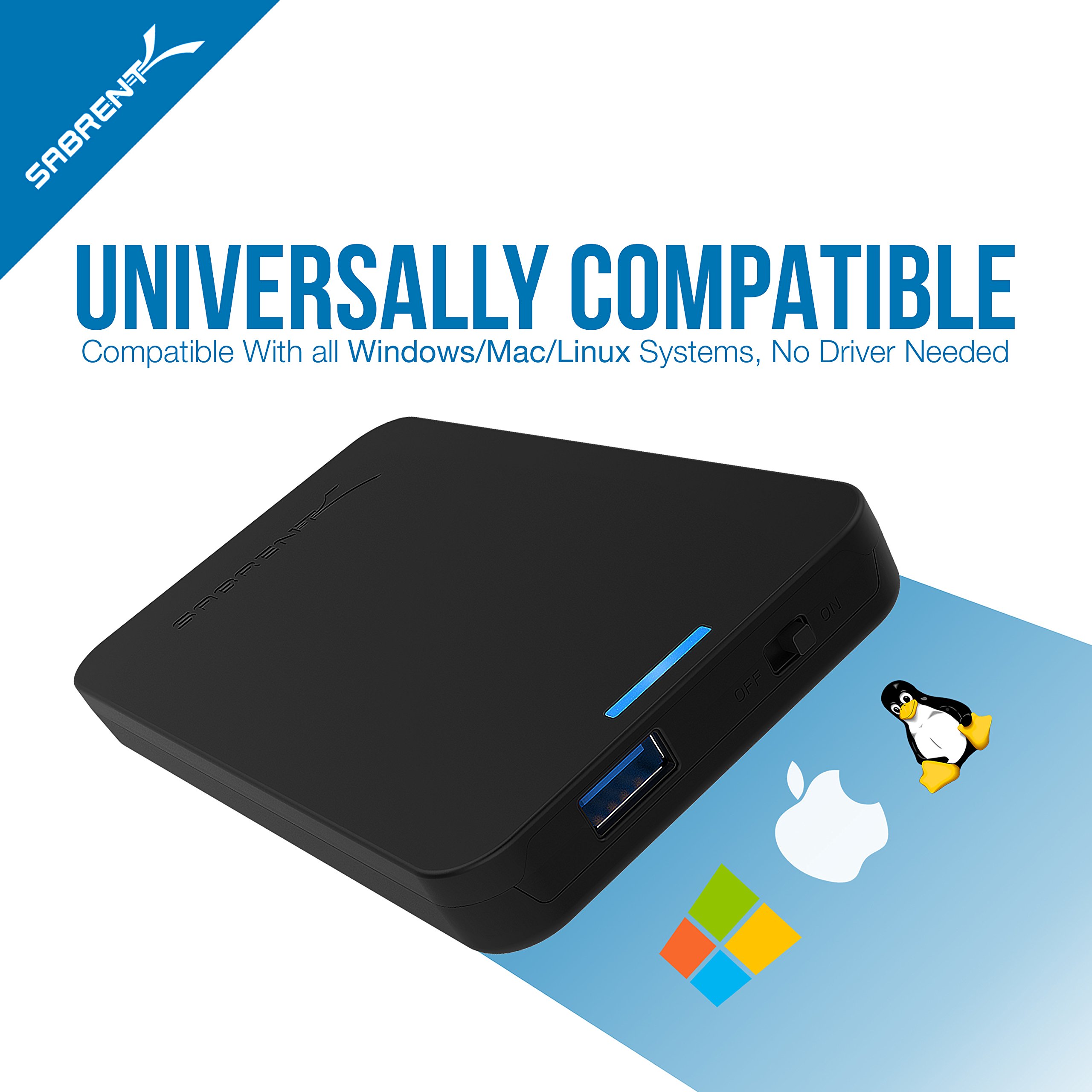 Sabrent 2.5-Inch SATA to USB 3.0 Tool-free External Hard Drive Enclosure [Optimized For SSD, Support UASP SATA III] Black (EC-UASP)