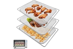 GWYXC Air Fryer Basket for Breville BOV900BSS BOV950BSS Smart Oven Air Fryer Pro,3PCS 16.5"D x 11.8"W x 1.1"H Food Grade Stee