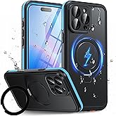Oterkin Magnetic Waterproof for iPhone 16 Pro Max Case with [Built-in Screen Protector][Invisible Stand][Fit for MagSafe][360º Full Body Sealed] Rugged IP68 Underwater Case for iPhone 16 Pro Max-Blue