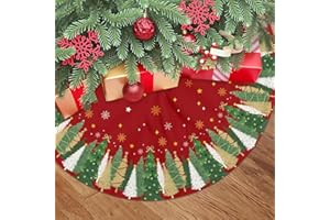 AYTIPUN Red Christmas Tree Skirt 48 Inch Xmas Tree Snowflake Tree Skirt for Winter Holiday Theme Seasonal Outdoor Farmhouse Indoor Home Party New Year Ornaments Decoration