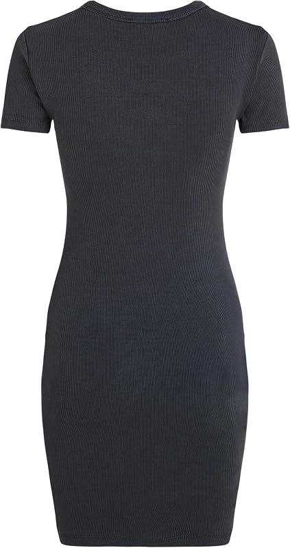 Robe Moulante Femme Washed Woven Label Rib Courte, Gris (Washed Black), M — photo 6 sur 6