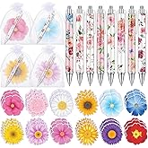 Fullhawl 72 Pcs/36 Sets Flower Sticky Notes with Floral Pens Gifts Spring Floral Notepads Self Stick Memo Pads Flower Ballpoint Pens with Organza Bags for Teachers Coworkers School Office Supplies