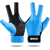 FITFIV Billiard Pool Glove for Left Hand, 3-Finger Snooker Cue Glove | Breathable Mesh Palm, Smooth Stretch Back, Double-Stitched Construction, Adjustable Wrist Strap, One Left-Hand Glove Included