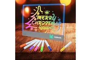 OVRRCSME Cosmody led Drawing Board 5-Color – 13"x10" Glowing Acrylic Dry Erase Board with 4 Modes, Invisible Stand, 7 Markers, Hanging Chain | Rewritable for Home/Classrooms, Trendy Gift