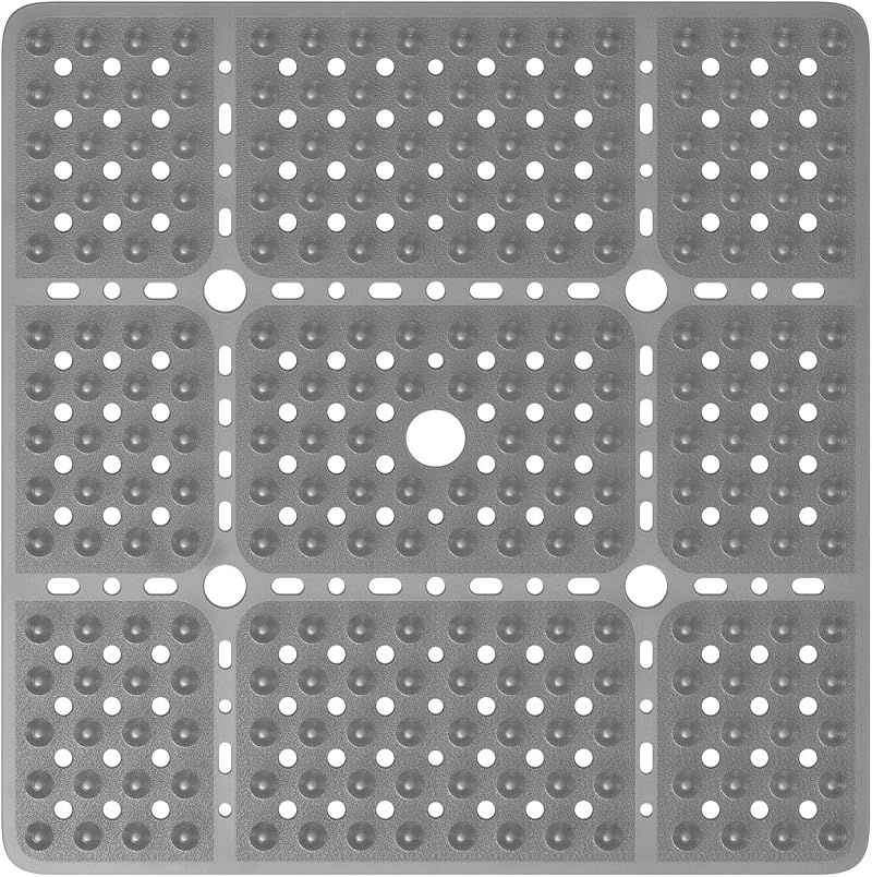 XIYUNTE Large 70x70cm Non Slip Shower Mat Anti Mold Grey