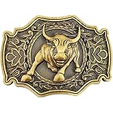 LAXPICOL Fashion Golden Tone Heavy Bull Rider Longhorn Belt Buckle For Men Silver Buckles