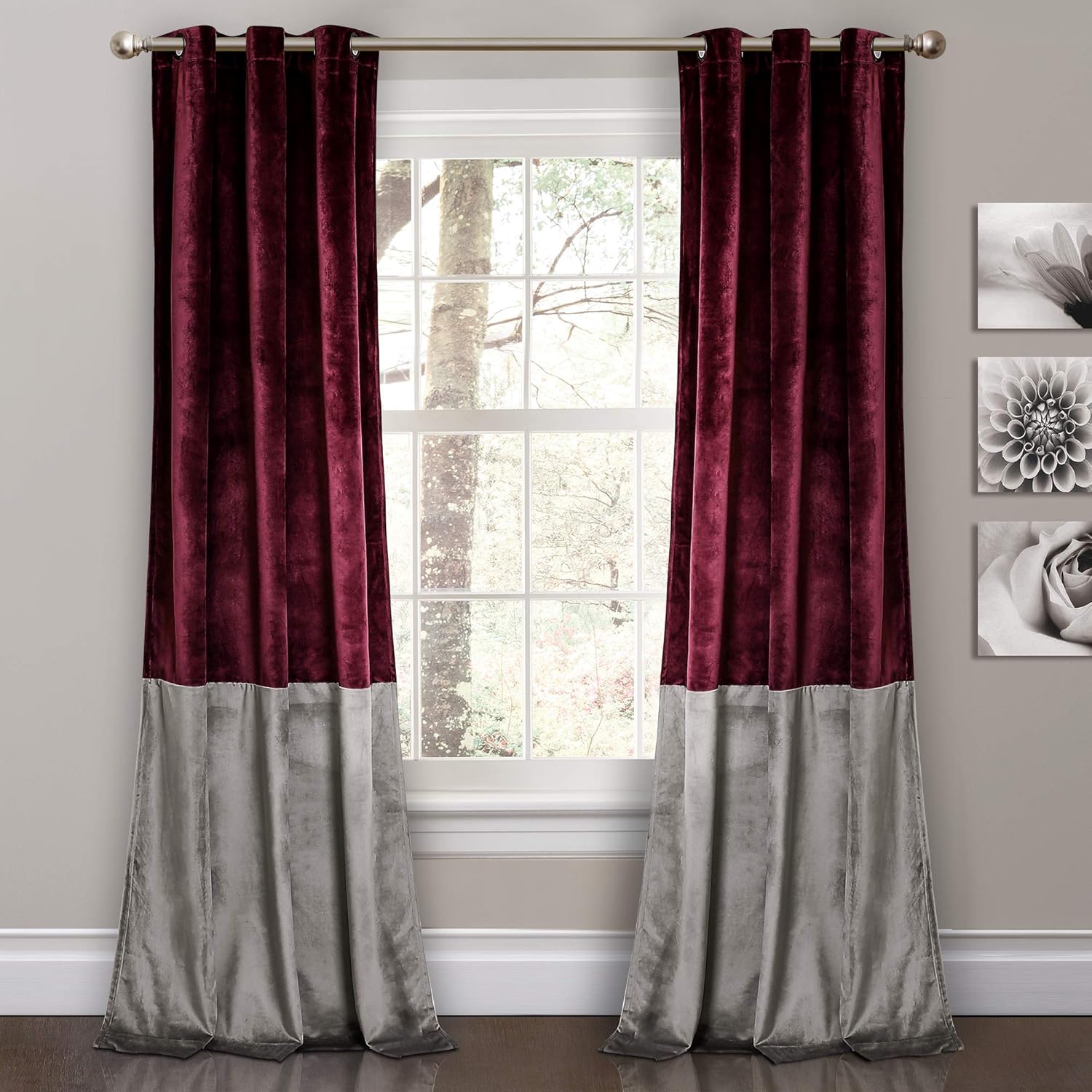Lush Decor Prima Velvet Curtains Color Block
