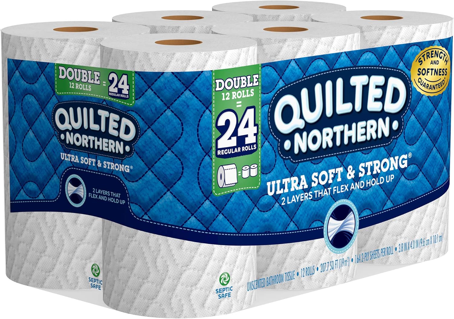 Quilted Northern Ultra Soft & Strong Toilet Paper, Bath Tissue Rolls, Double Rolls, 12 Count of 164 Sheets Per Roll: Health & Personal Care