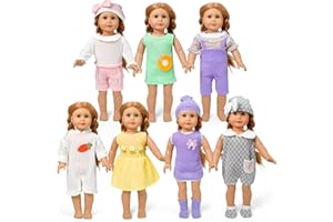 ARTST 7 Set Baby Doll Clothes,14-18 inch Reborn Doll Clothes Accessories Dress with Hats Socks Outfits Fits for 43cm New Born/15 inch Bitty/16 Inch Baby Dolls