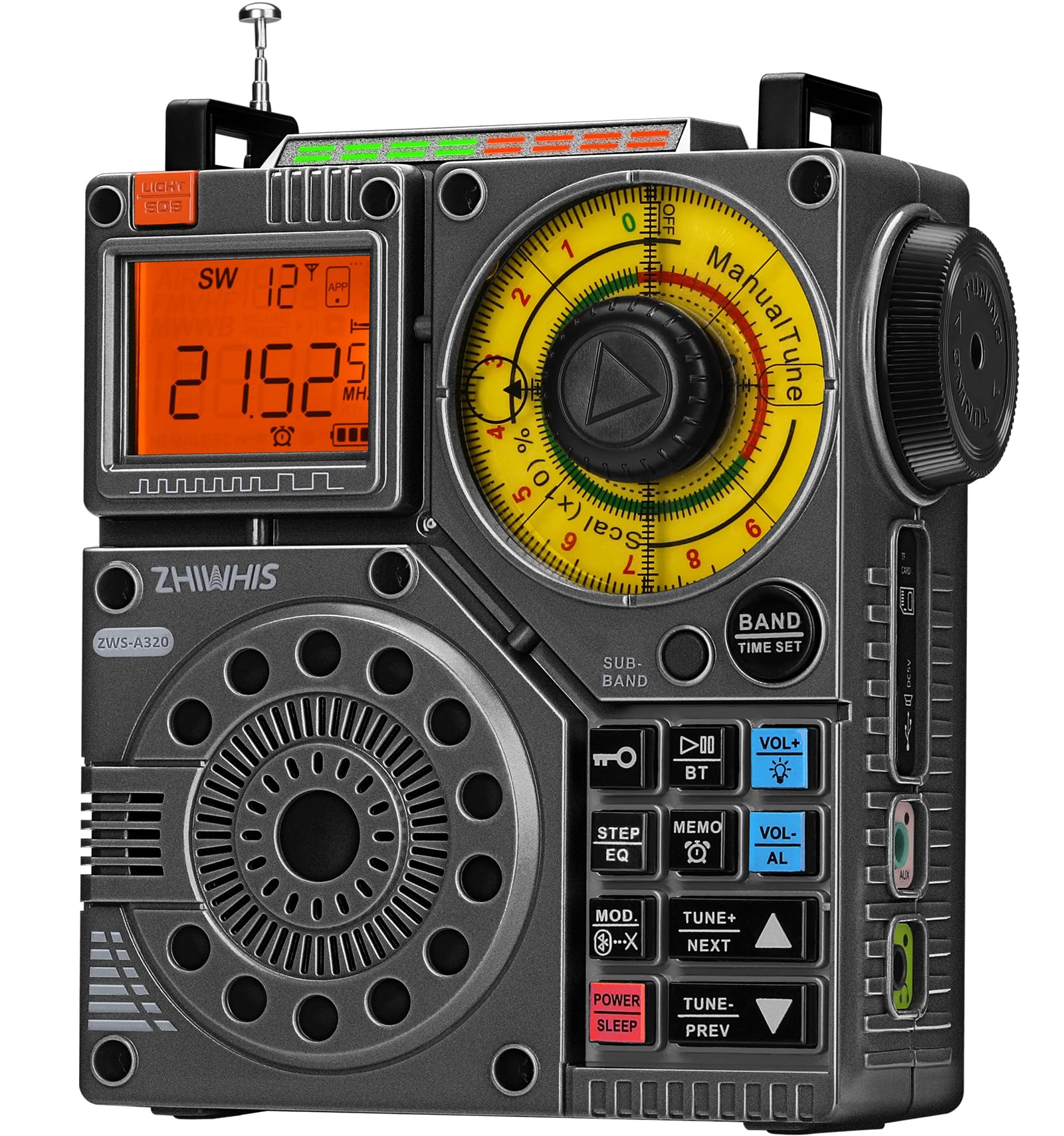 Photo 1 of ZHIWHIS Shortwave Radio with Bluetooth and APP Control, AM FM VHF SW WB Portable Receiver, Super Bass/5 Types of Light Effects/6 EQ/Recording Rechargeable Stereo Emergency Radios Player ZWS-A320