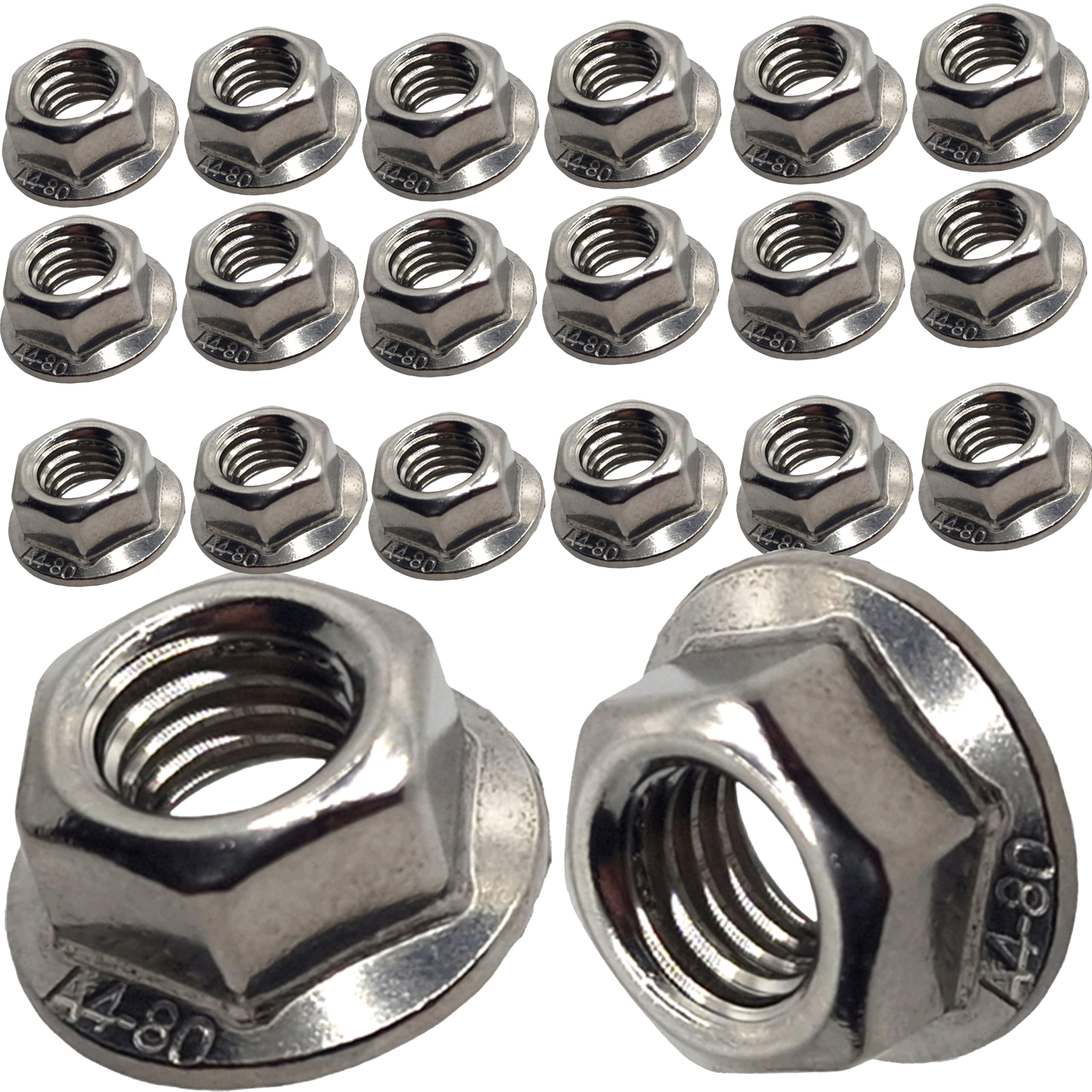 M6 Serrated Flange Nuts Marine Grade Style in A4 Stainless Steel 316 – Corrosion Resistant Fasteners (Pack of 20)