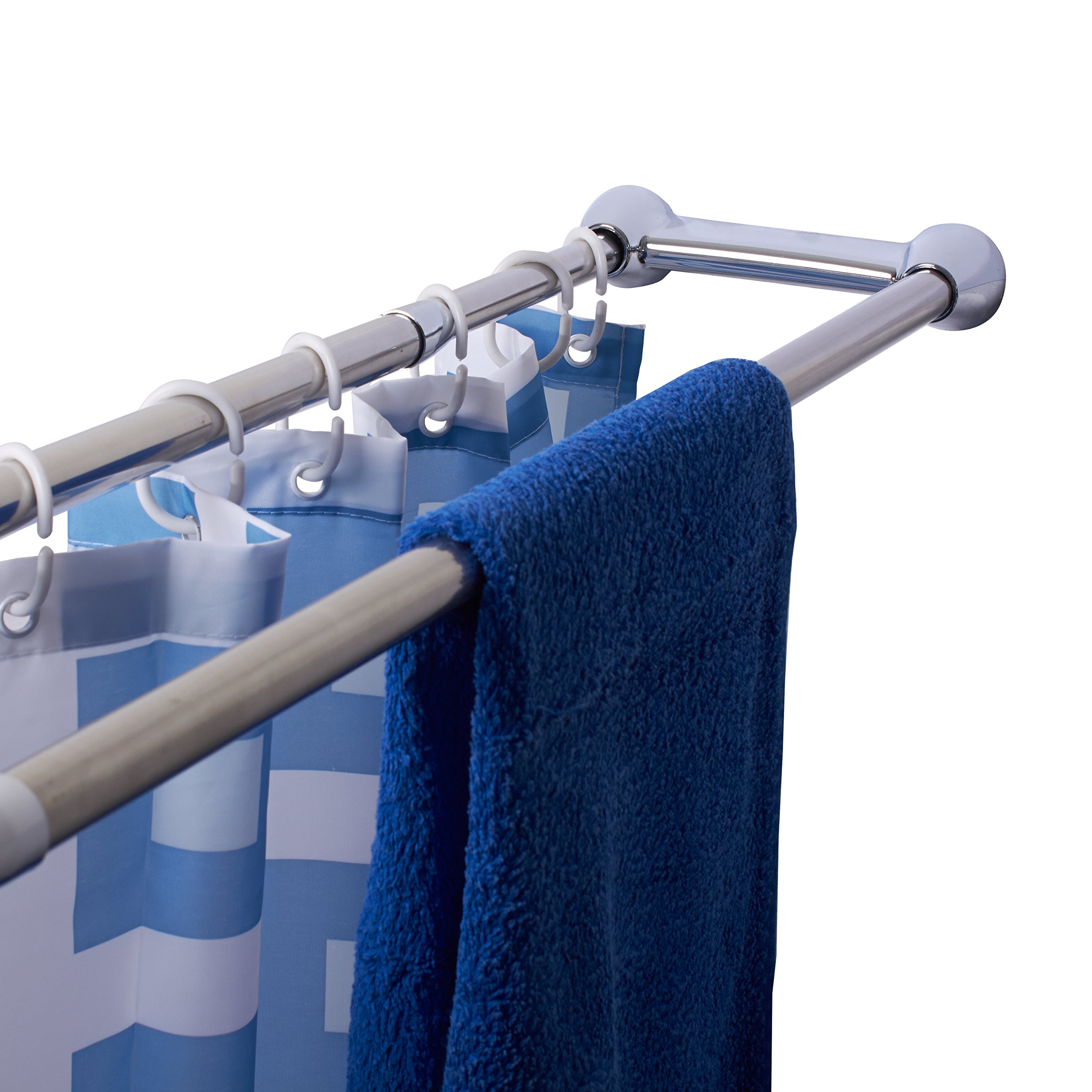 MSV Shower bar Double of Stainless Steel 75-125cm, Stainless-Steel, Silver, 75-125 cm