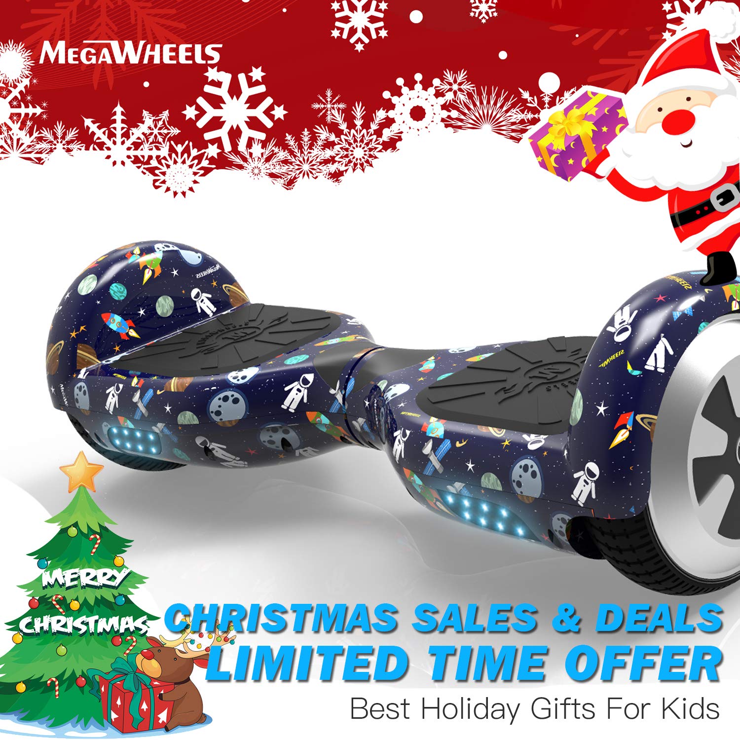 MEGAWHEELS Hoverboard - UL Certified Self Balancing Hover Board with Bluetooth Speaker & LED Light