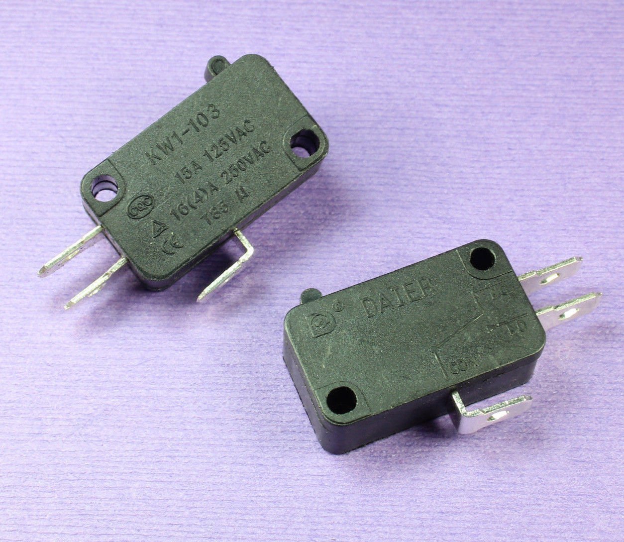 (HY 27) 2pcs Miniature Snap Action Switch, KW1103, 15Amps 125VAC