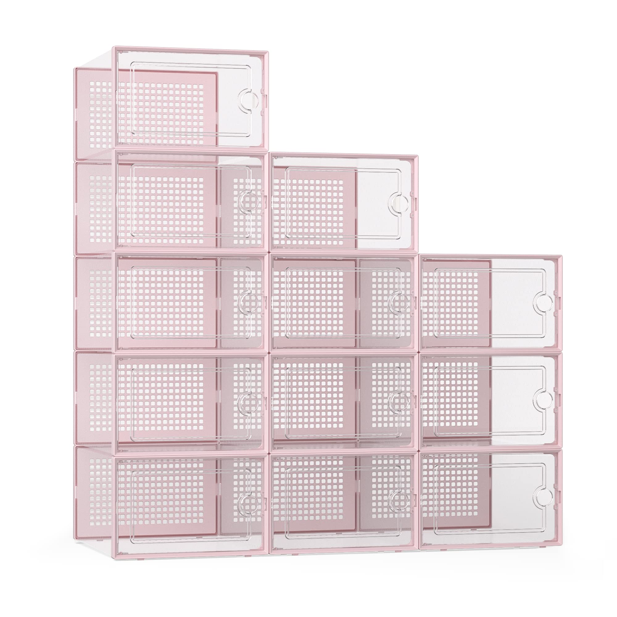 Stackable Plastic Shoe Boxes With Clear Door – 4/8/12 Pack Sneaker Storage