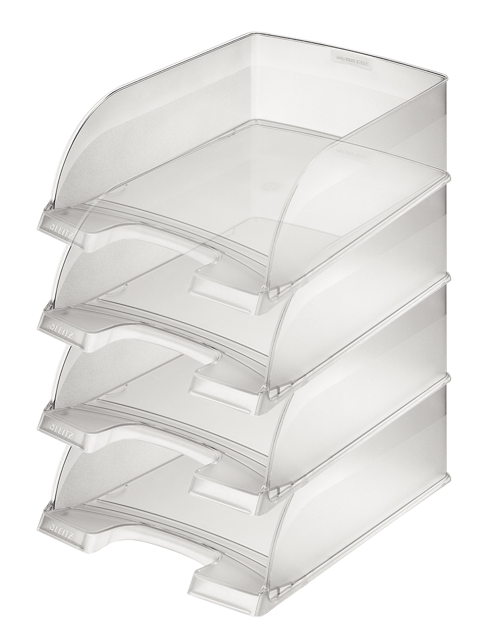Leitz Plus Series 52330003 Letter Tray A4 Jumbo Pack of 4 Transparent Extra Large Capacity