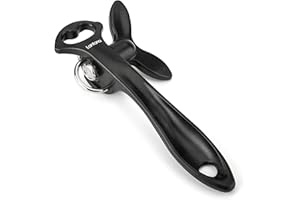 Lantana 2 in 1 Safety Manual Can Opener (Smooth Edge) & Bottle Opener - Black/Stainless Steel