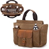 LoDrid Portable Leather Waxed Canvas Bartender Bag with Handle, Bag Only | Cocktail Carrying Bag for Travel, Home, Indoor, Outdoor Party