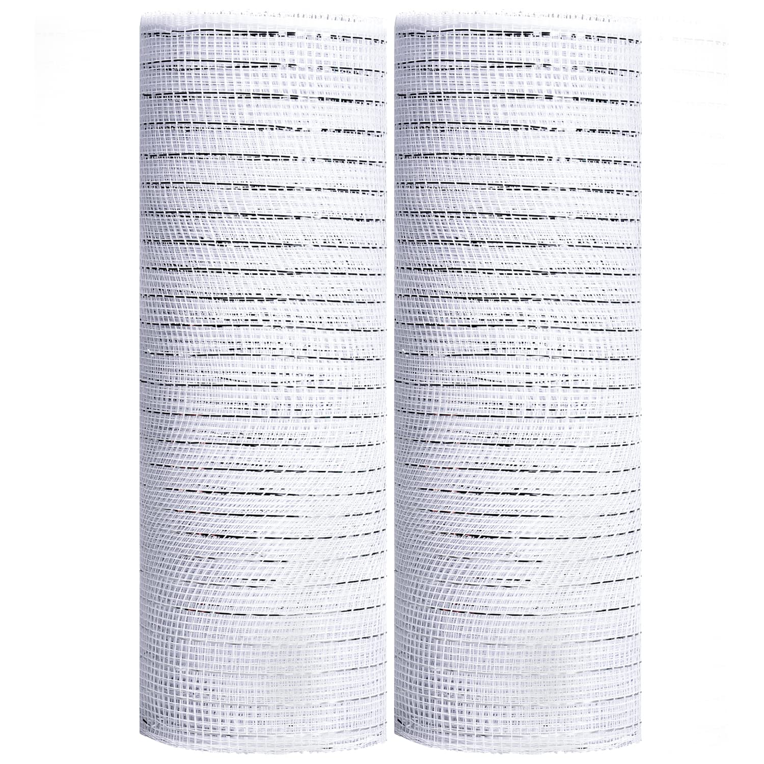 Euvoym 2 Rolls White Christmas Poly Mesh Ribbon 10 Inches x 10 Yards Metallic Foil Mesh Rolls Metallic Foil Deco Mesh Ribbon for Christmas Tree Wreaths Ribbon Swag Bows Garland Decoration (White)