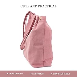 TOPASION Cute Corduroy Tote Bag Canvas Shoulder