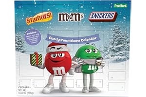 FRANKFORD Mars Holiday Candy Countdown Calendar with M&M'S, Snickers, Starburst Fun Size Assorted Candies, 24 Pieces, 9.03 oz, Christmas Chocolate Advent 2025