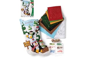 Bucilla Felt Applique 18" Stocking Making Kit, Penguins at Play, Perfect for DIY Arts and Crafts, 89481E