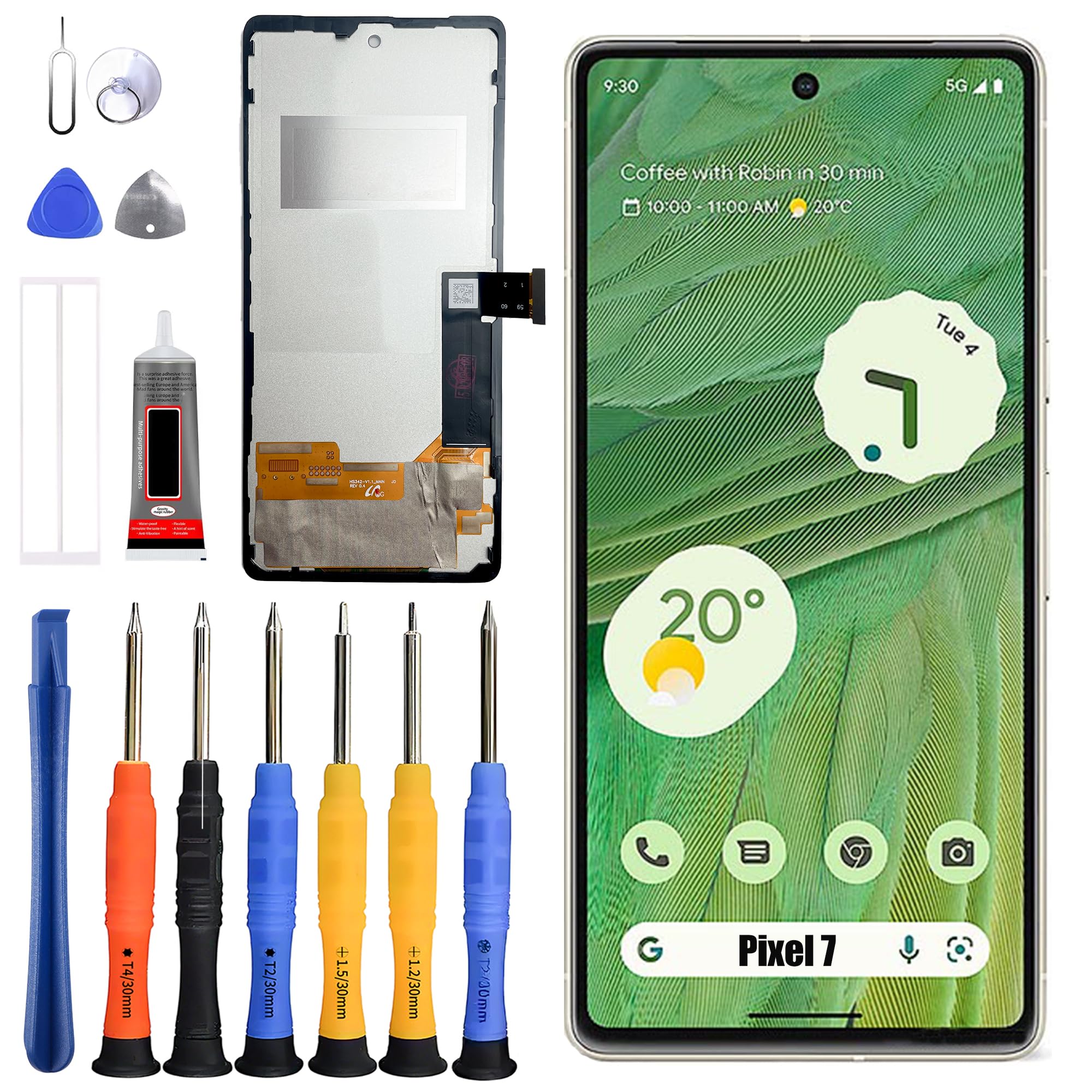 Photo 1 of ERYNK LCD Display [with Frame][with Bracket] Compatible with Google Pixel 7 [6.3 inch] GVU6C, GQML3, GO3Z5 Screen Touch Digitizer Assembly LCD Display with Repair kit