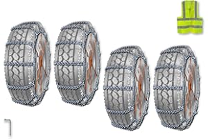 KOZAK 11R22.5 and 295/75R22.5 Dual Studded Tire Chains Set of 4, 7mm Link Cam Snow and Ice Traction for Commercial Trucks with KOZAK Safety Vest for Enhanced Visibility and Safety