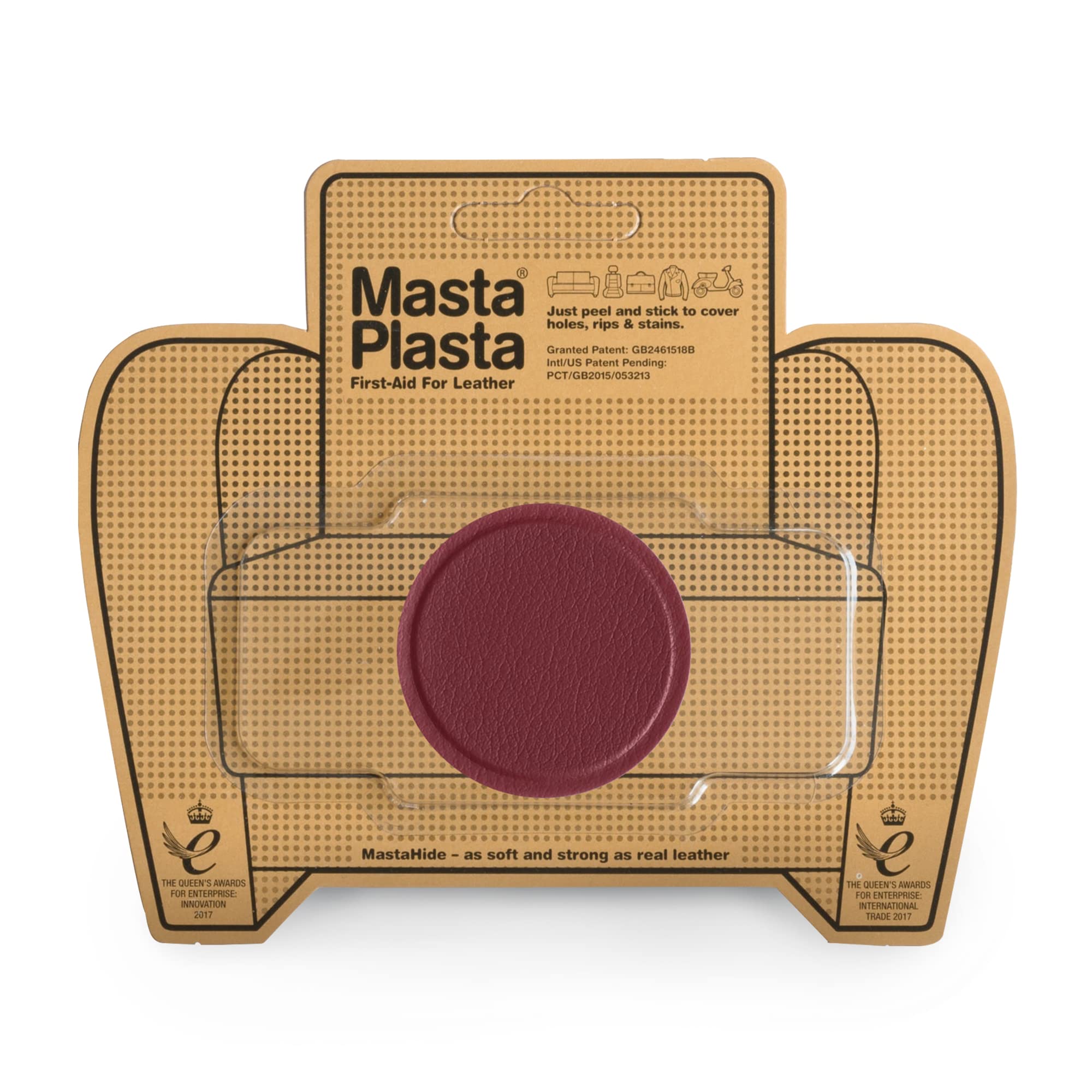 MastaPlasta Premium Easy All-in-One Leather Repair Kit. Leather Patches for Sofas Self Adhesive - Red Circle 5cm x 5cm (2in x 2in). Leather Repair Patch for Car Seats, Bags, Jackets, DIY