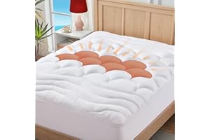 ELVEN HOME King Mattress Topper for Back Pain Extra Thick Fluffy Mattress Pad King Size Pillowtop Down Alternative Quilted Fitted Breathable Mattress Cover Deep Pocket 8-21", White