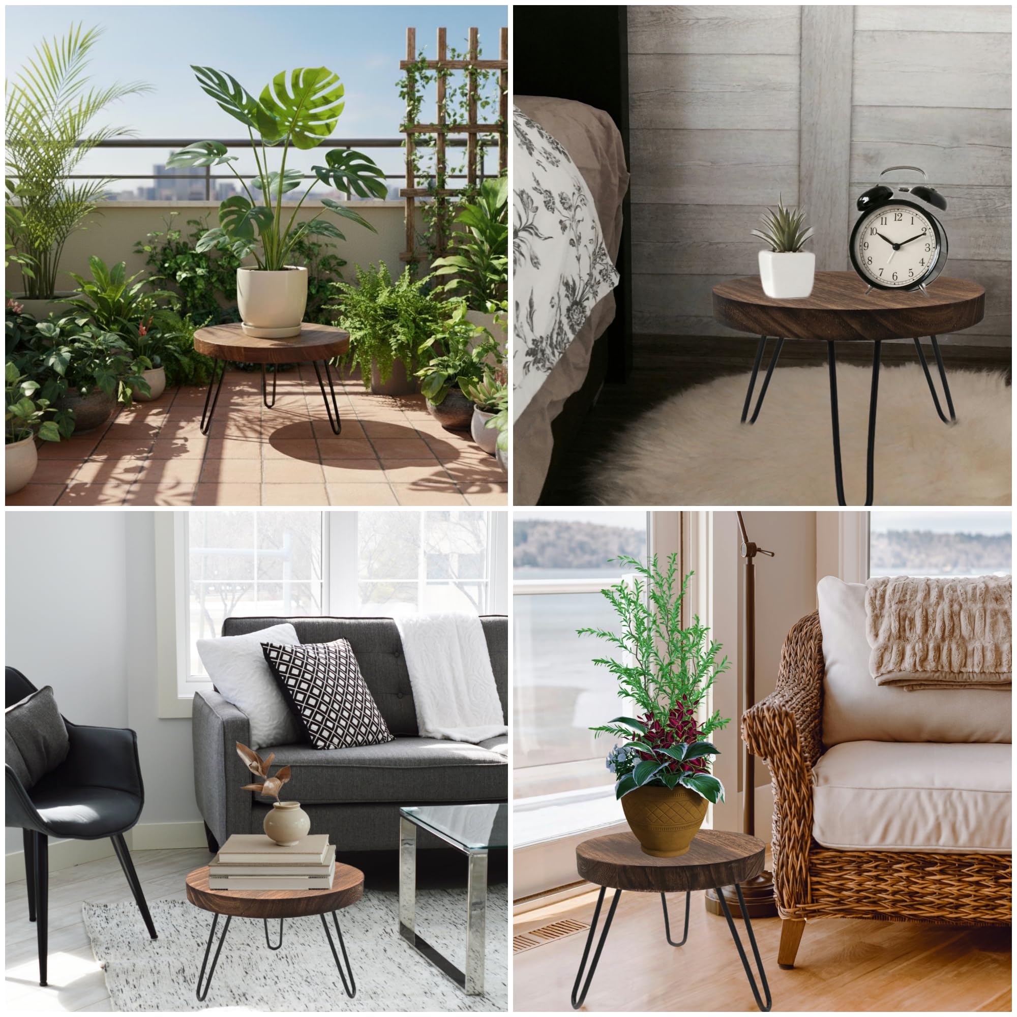 3 Pack Wood Plant Stand Indoor Outdoor, 8\'\' 10\'\' 12\'\' Wooden Planter Stands Fit 5-15 Inch Pot, Plant Stool Flower Pot Stand Gardening Display Pedestals for Decor Living Room Balcony, Office, Patio